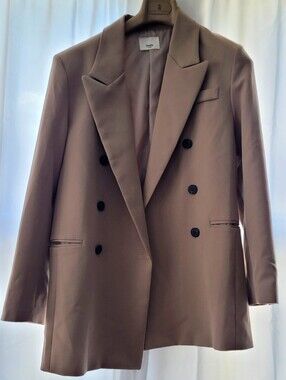 Frankie Shop Double-Breasted Taupe Blazer